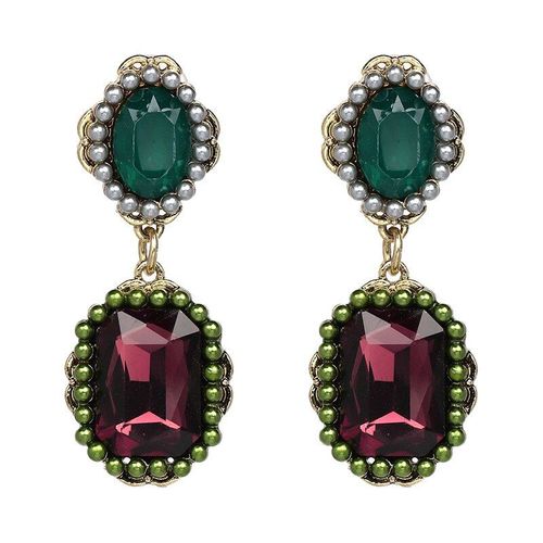 Boucles D'oreilles Vintage En Cristal Multicolore Pour Femmes, Grand Pendentif En Strass, En Métal, Goutte D'eau, Bijoux De Mariage