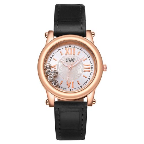 Montre À Quartz Pour Femmes, Bracelet En Cuir, Diamants, Strass, Mode, Rose, Or, Luxe, Romantique, Étanche
