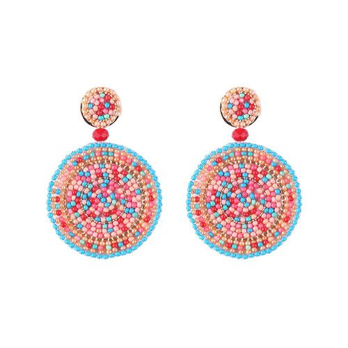 Boucles D'oreilles Vintage En Cristal, Style Bohème, Fait À La Main, En Perles, Colorées, Rondes, Pendentif, Bijoux Pour Déclaration De Mariage