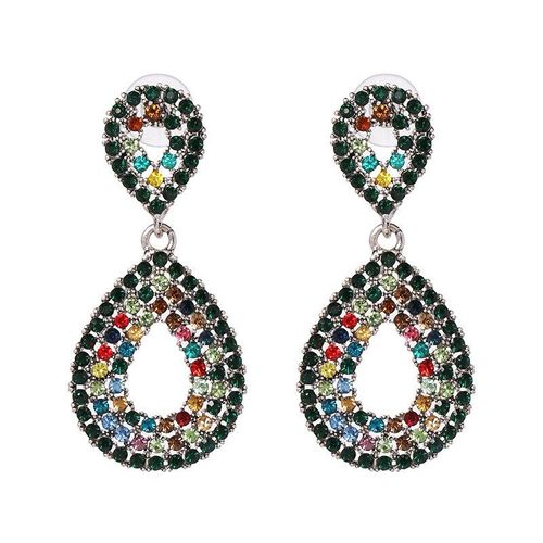 Boucles D'oreilles Ethniques Vintage Pour Femmes, Goutte D'eau, Bohème, Multicolore, Cristal Complet, Bijoux De Déclaration De Mariage