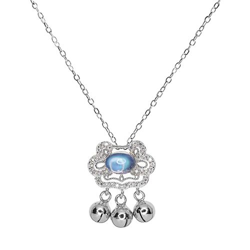 Collier En Pierre De Lune Avec Verrou De Sécurité, Longue Durée De Vie, En Argent, À La Mode, Bijoux De Mariage, Pendentif Cadeau Pour Femmes