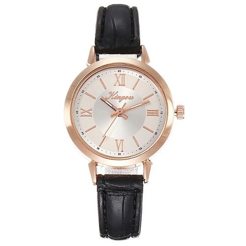 Montre À Quartz Analogique Avec Bracelet En Cuir Pour Femme, Accessoire De Luxe Romantique, Couleur Or Rose