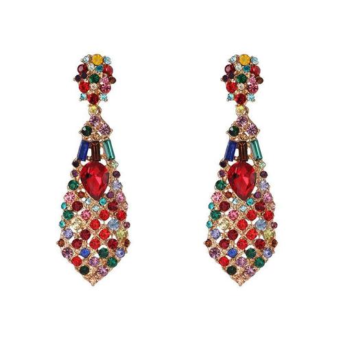 Boucles D'oreilles De Mariage En Cristal Coloré Pour Femmes, Grande Taille, Strass, Bijoux De Mariée À La Mode, 2019