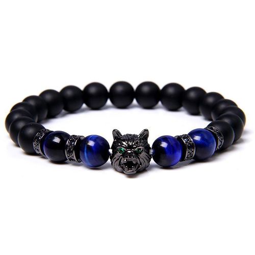 Bracelet De Lave À Tête De Loup, Bracelet En Pierre D'énergie, Perlé, Strass, C¿Ur, Breloques Multicolores, Bijoux