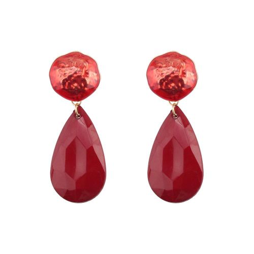 Boucles D'oreilles Goutte D'eau En Cristal Rouge, De Bonne Qualité, Design À La Mode, Grande Résine, Dangle, Bijoux De Fête De Mariée