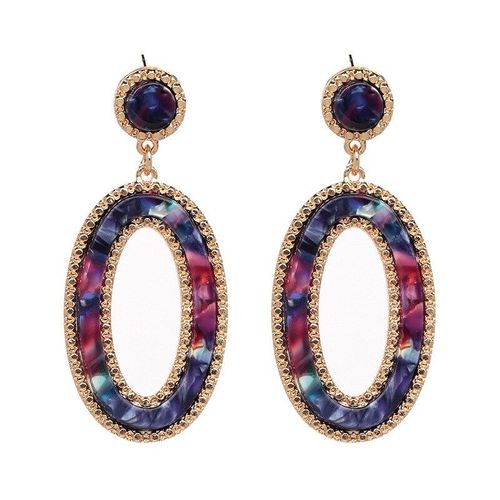 Boucles D'oreilles Ovales En Résine Acrylique Pour Femmes, 8 Couleurs, Pendentif Long, Design Élégant, Bijoux De Mariée À La Mode
