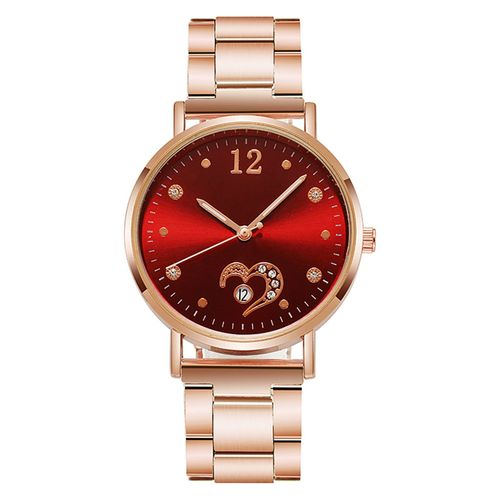 Montre À Quartz De Luxe Pour Hommes Et Femmes, Bracelet En Acier, Alliage De Verre, Maille Or Rose, Simple