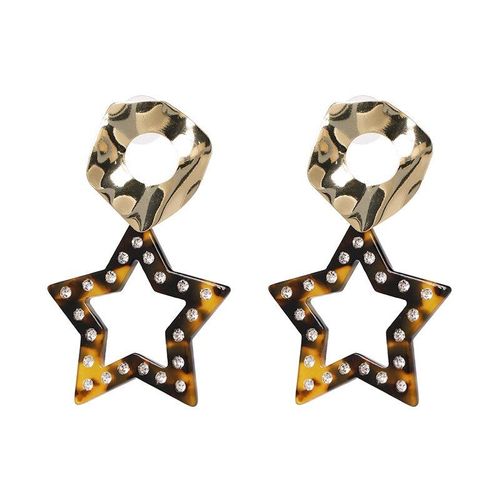 Boucles D'oreilles En Forme D'étoile Creuse En Résine Pour Femmes, Boucles D'oreilles Géométriques En Métal, Bijoux De Fête, Vente En Gros Brincos