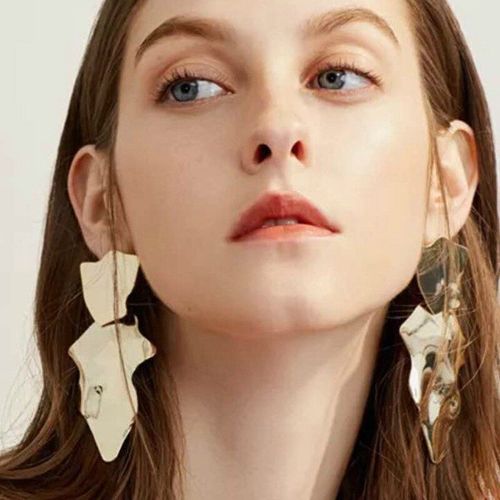 Boucles D'oreilles Punk En Métal Doré Pour Femmes, Grand Pendentif Géométrique, Breloque, Mode, Grande Goutte, Bijoux De Fête Bohème
