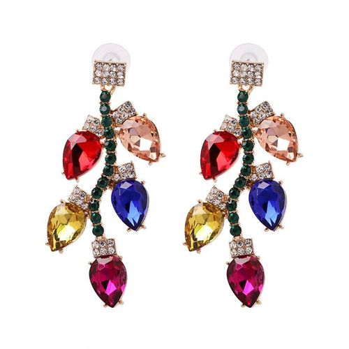 Boucles D'oreilles En Feuilles De Cristal Pour Femmes, Nouvelle Collection, Bijoux De Luxe, Bohème, Multicolore, Pour Fête De Mariage