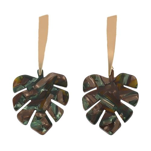 Boucles D'oreilles Pendantes En Résine Pour Femmes, Grande Feuille Verte, Acide Acétique, Grand Pendentif, Tendance, Bijoux Géométriques, 2019
