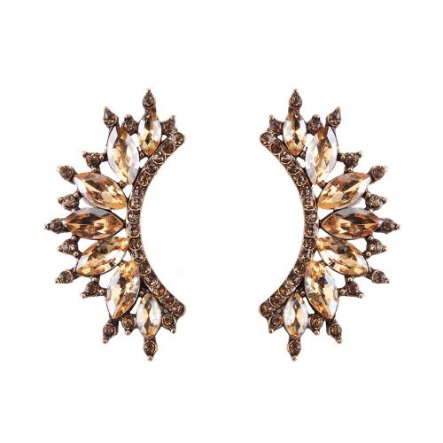 Boucles D'oreilles En Cristal Couleur Champagne, Bijoux De Luxe, Couleur Or, À La Mode, Pour Fête De Mariage, Pour Femmes