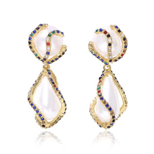 Boucles D'oreilles Brillantes En Cristal Multicolore Pour Femmes, Bijoux Maxi, Imitation Perle, Goutte D'eau, À La Mode, Nouvelle Collection