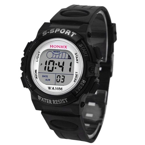 Montre Bracelet De Sport En Caoutchouc Pour Enfants, Bracelet De Luxe, Étanche, En Acier Inoxydable, Avec Écran Lcd, Pour Garçons Et Filles