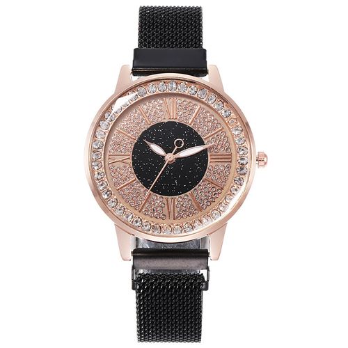 Montre De Luxe À Quartz Analogique En Acier Inoxydable Pour Femmes, Montre Bracelet De Luxe En Cristal Rose Doré, Bracelet De Luxe Romantique