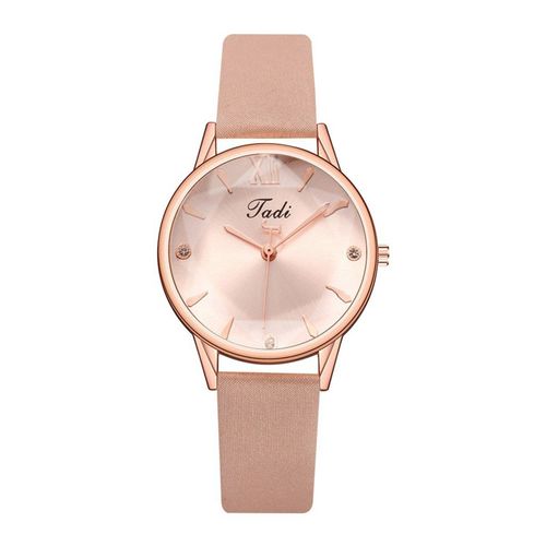 Montre Bracelet Analogique En Cuir Pour Femmes, Montre À Quartz, Mode, Or Rose, Bracelet De Luxe Romantique