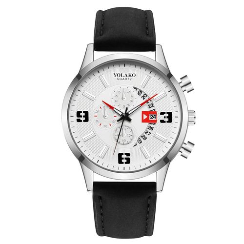 Montre Analogique À Quartz Pour Hommes, Bracelet En Cuir, Étanche, Luxe, En Acier Inoxydable, Doré