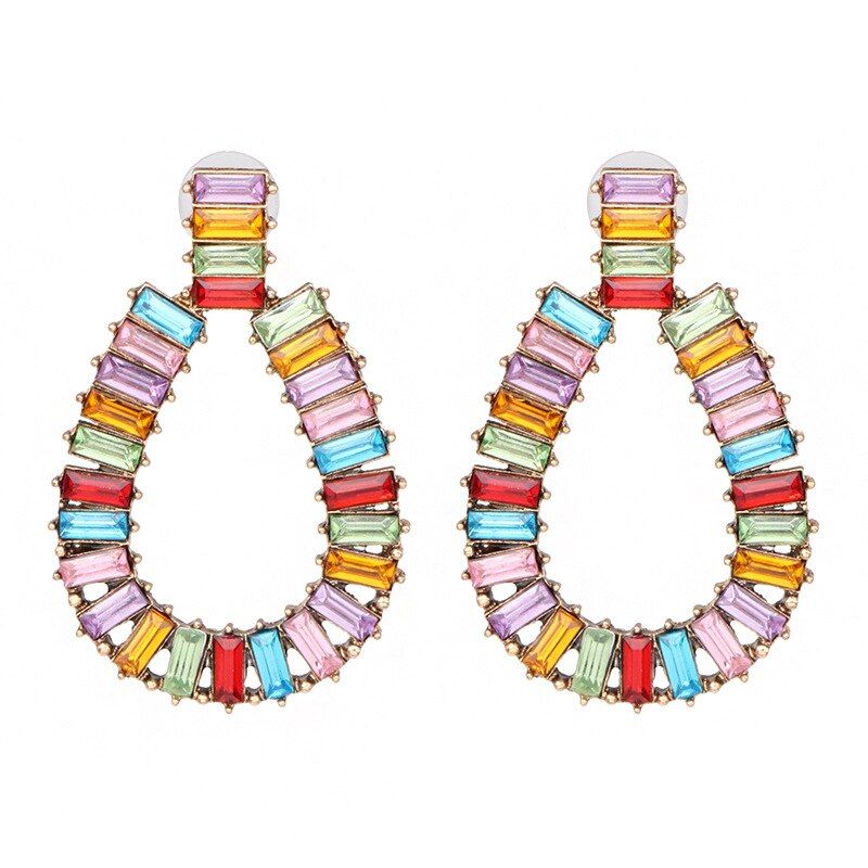 Boucles D'oreilles Rondes En Cristal Pour Femmes, Grandes, Colorées, Mode Audacieuse, Bijoux De Fête De Mariée, 2019