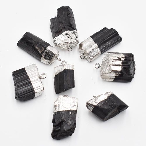 Pendentifs En Pierre Brute Tourmaline Noire Naturelle, Forme Irrégulière, Chakra Reiki, Énergie De Guérison, Bijoux, Vente En Gros, 8 Pièces/Lot