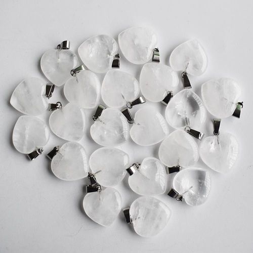 Pendentifs En Pierre En Forme De C¿Ur Pour Femmes, 20mm, Breloques En Cristal Blanc Naturel, Cadeau Pour Femmes, Vente En Gros, Livraison Gratuite
