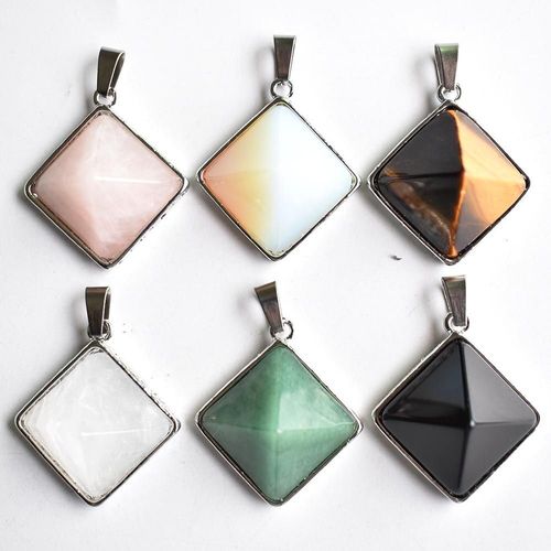 Pendentif Pyramide En Pierres Naturelles, Carré, Cristal Violet, Quartz Rose, Pour La Fabrication De Bijoux, Vente En Gros, 6 Pièces, Livraison Gratuite