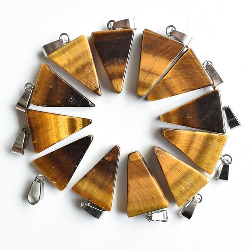 Pendentifs En Forme De Triangle En Forme D'oeil De Tigre, 50 Pièces/Lot, Pierre Naturelle De Haute Qualité, Vente En Gros, 2020