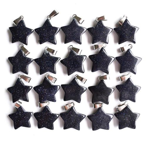 Pendentifs De Charme Étoile À Cinq Branches En Pierre De Sable Bleu, Pour La Fabrication De Bijoux, 50 Pièces/Lot, Vente En Gros, 2020
