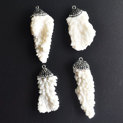 Pendentif De Collier En Pierre Naturelle, Corail Blanc, Pour La Production De Bijoux, Vente En Gros, Lot De 4 Pièces, 2020, Livraison Gratuite