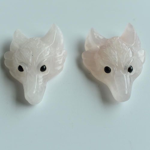 Pendentifs En Forme De Tête De Loup Rose Sculpté, Pierre Naturelle, Pour Collier, Fabrication De Bijoux, Livraison Gratuite, Vente En Gros, Lot De 2 Pièces