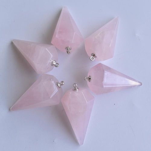 Pendentifs En Forme De Pyramide De Pierre Rose Naturelle, Vente En Gros, 6 Pièces/Lot, Pour Collier, Fabrication De Bijoux, 18x36mm, Nouvelle Mode 2020, Livraison Gratuite