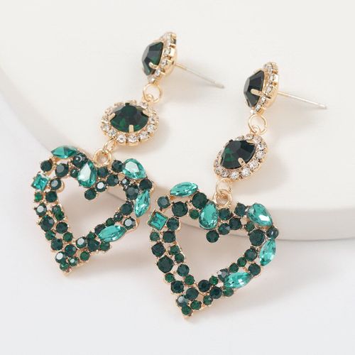 Boucles D'oreilles De Luxe Vert Brillant En Strass, Nouveau Design, Long C¿Ur Suspendu, Bijoux De Déclaration, 2021