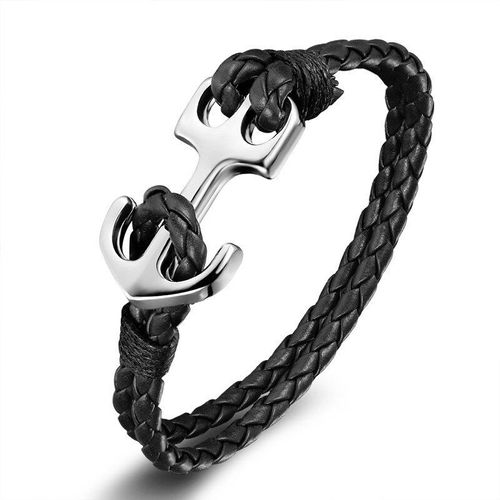 Bracelet En Cuir Tissé Pour Hommes Et Femmes, Ancre, Enroulé En Métal, À La Mode, Meilleur Cadeau