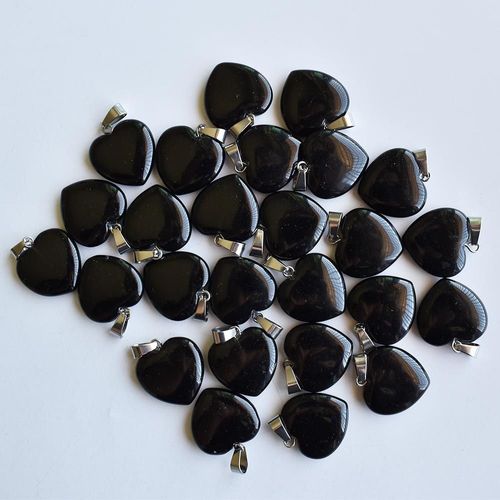 Pendentifs En Pierre D'obsidienne Noire Naturelle, 20mm, Breloques Pour Faire Des Cadeaux Pour Femmes, Vente En Gros