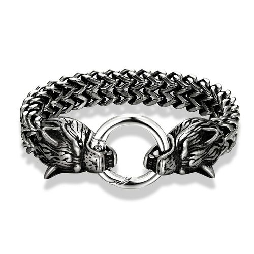 Bracelets Tête De Loup Viking, Or, Ne Se Décolore Jamais, Chaîne En Acier Inoxydable, Chaîne, Amulette Noire Antique, Accessoires Bijoux