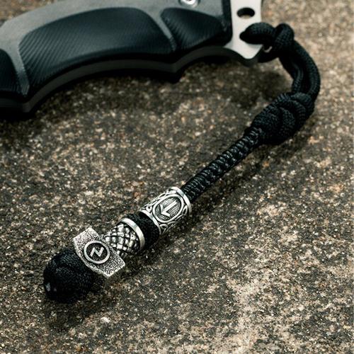 Porte Clés De Voiture Viking Runes Pour Hommes Et Femmes, Amulette De Camping, Paracorde De Survie, Couteau En Corde, Pendentif Pirate, Bijoux Faits À La Main