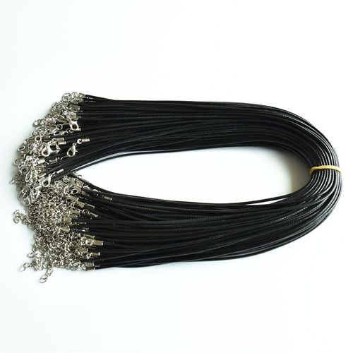 Cordon En Cuir Ciré Noir Pour Fabrication De Bijoux, Vente En Gros, 100 Pièces/Lot, 1.5mm, 45cm, Avec Fermoir Mousqueton, Pendentifs, Livraison Gratuite