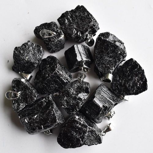 Pendentifs En Pierre De Tourmaline Noire Naturelle, Vente En Gros, 12 Pièces/Lot, Forme Irrégulière Pour Collier, Fabrication De Bijoux, Livraison Gratuite