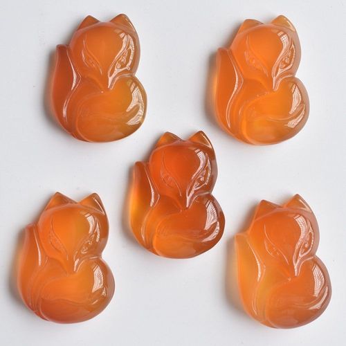 Pendentif En Pierre Naturelle, Onyx Rouge, Renard Sculpté À La Main, Gemme Pour La Fabrication De Bijoux, Accessoires De Collier, Vente En Gros, 5 Pièces/Lot, Livraison Gratuite