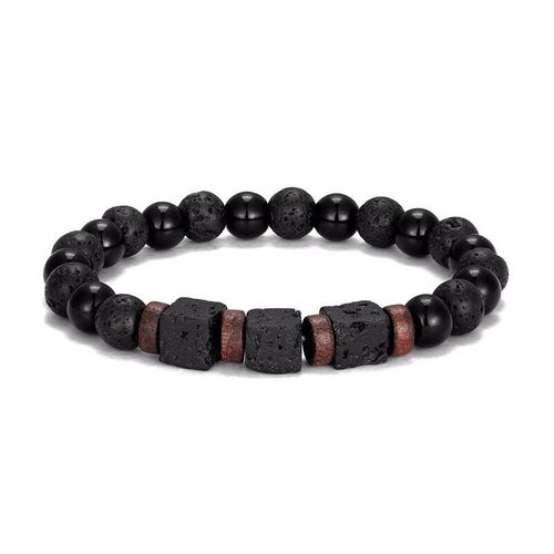 Bracelet En Pierre De Lave Naturelle Pour Hommes, Perles Carrées, Pierre De Lave Naturelle, Bracelets À La Mode, Perles En Bois, Accessoires, Bijoux Battements, Cadeaux