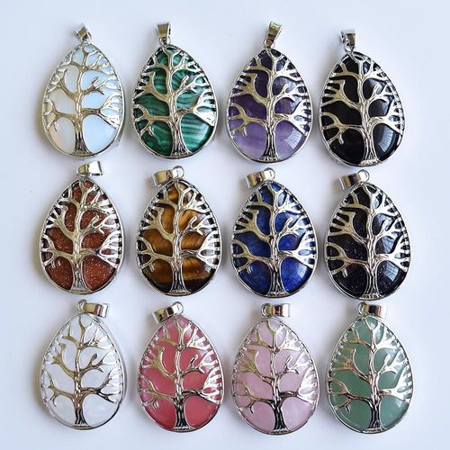 Lot De 12 Pièces De Lapis Rose Améthystes, Nouveau Bijoux À La Mode, Quartz Rose, Perle De Larme, Pendentif D'arbre Chakra, Vente En Gros, Livraison Gratuite