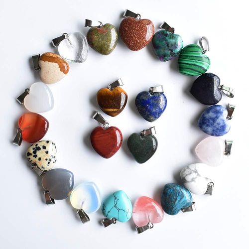 Pendentifs En Pierre De Labrador Noire Naturelle, Breloques En Forme De C¿Ur De 16mm, Accessoires Pour La Fabrication De Bijoux, Vente En Gros, 30 Pièces/Lot