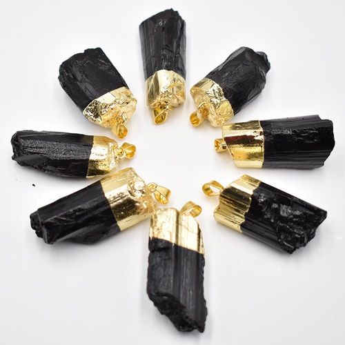 Pendentifs En Pierre Brute Tourmaline Noire Naturelle, Forme Irrégulière, Chakra Reiki, Énergie De Guérison, Bijoux, Vente En Gros, 8 Pièces/Lot
