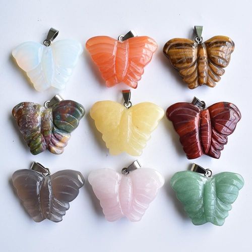 Pendentifs En Pierre D'oeil De Tigre Naturel, Pendule En Onyx Rouge, Sculpture De Papillon, Breloque Adaptées À La Fabrication De Bijoux, 9 Pièces, Offre Spéciale