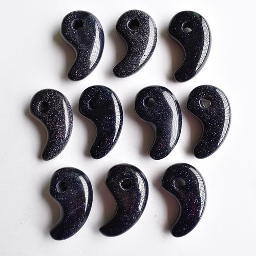 Pendentifs En Pierre De Sable Bleu, Quartz Magatama, Breloque Pour Marquage De Bijoux, Vente En Gros, 12 Pièces/Lot, Nouvelle Mode 2020, Livraison Gratuite