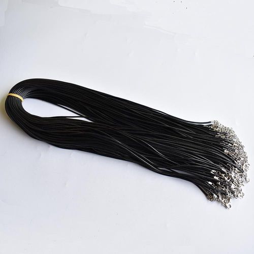 Cordon En Cuir Ciré Noir, Vente En Gros, 100 Pièces/Lot, 1.5mm, Pour Colliers, 60cm, Avec Fermoir Mousqueton, Bijoux Pour Pendentifs, Bricolage, Livraison Gratuite
