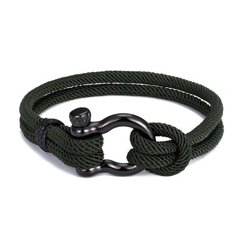 Bracelet En Corde Pour L'extérieur Pour Homme Et Femme, Gourmette D'amitié, De Survie Porte Bonheur, Breloque Noir, Boucle En Acier Inoxydable Pour Fille Et Garçon