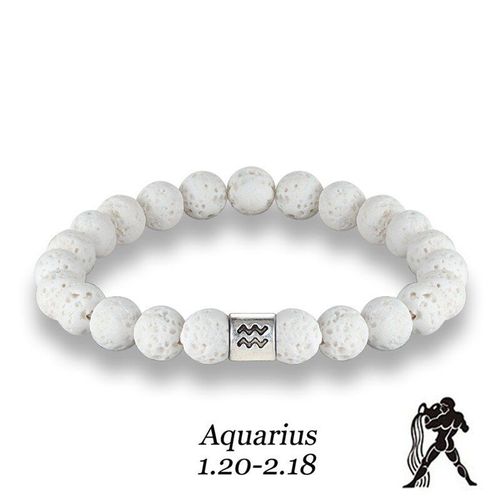 Bracelets En Pierre De Lave Blanche Vintage Faits À La Main, 12 Signes Du Zodiaque, 8mm, Bijoux Élastiques, Pour Hommes Et Femmes