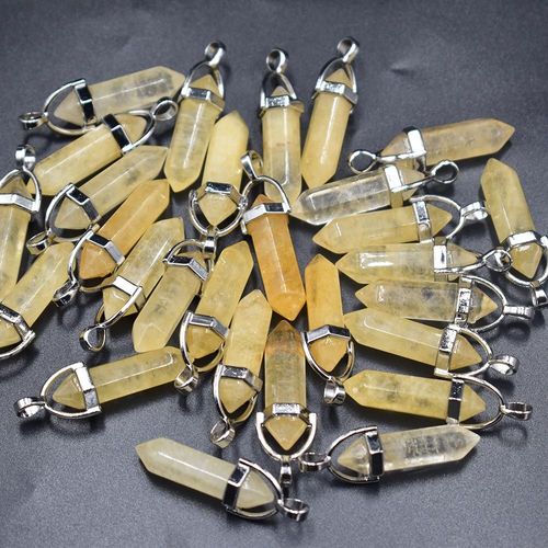 Assortiment De Pierres Naturelles De Haute Qualité, En Cristal Jaune, Breloques Pour Fabrication De Colliers Et Pendentifs Chakras, Vente En Gros, 20 Pièces/Lot, 2021