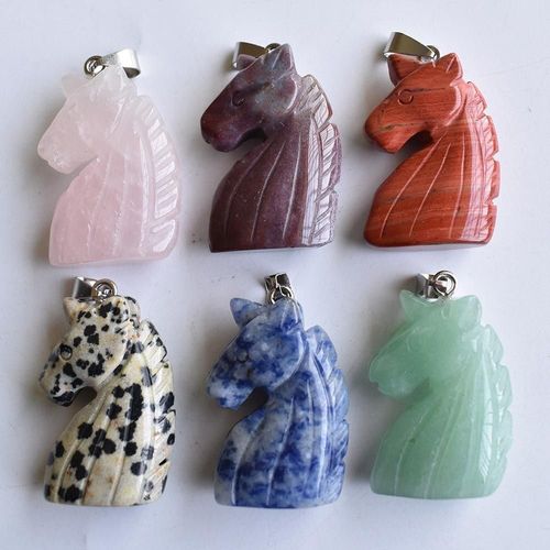 Pendentifs En Forme D'oeil De Tigre Naturel, Pierre Sculptée, Licorne Pour La Fabrication De Bijoux, Collier, Lot De 6 Pièces, Vente En Gros, Nouveauté 2020