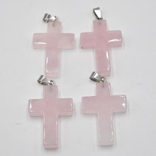 Grande Croix En Pierre Rose Naturelle 2021, Pendentifs Pour Colliers, Fabrication De Bijoux, Vente En Gros, 8 Pièces/Lot, Livraison Gratuite